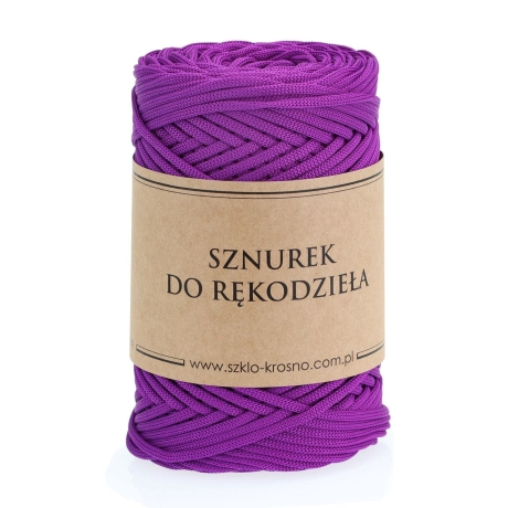 Przejdź do produktu Sznurek POLIESTROWY Płaski do rękodzieła makramy Fioletowy 3mm 100m