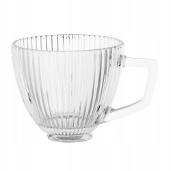 Filiżanka szklana do kawy ryflowana z podstawką Altom Design Selena 250ml