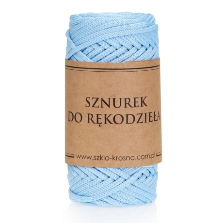 Przejdź do produktu Sznurek POLIESTROWY Płaski do rękodzieła makramy BŁĘKITNY 3mm 50m