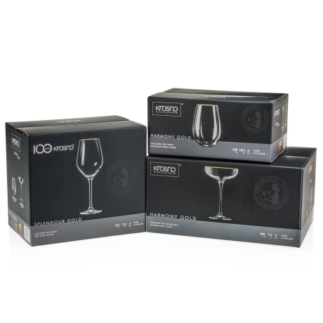 Przejdź do produktu Komplet kieliszków i szklanek ze złotym paskiem KROSNO GOLD 18el.