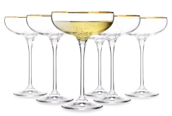 Komplet kieliszków i szklanek ze złotym paskiem KROSNO GOLD 18el.