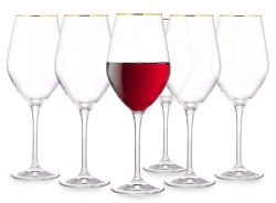 Komplet kieliszków i szklanek ze złotym paskiem KROSNO GOLD 18el.