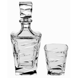Ekskluzywny komplet do whisky Bohemia ZIG ZAG 6+1 kryształowy w skrzynce z GRAWEREM