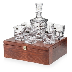 Ekskluzywny komplet do whisky Bohemia ZIG ZAG 6+1 kryształowy w skrzynce z GRAWEREM
