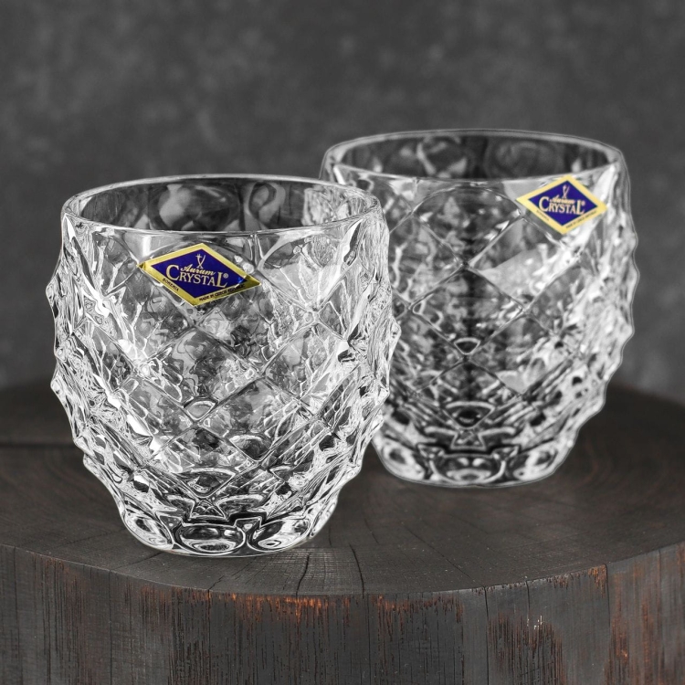 Kryształowe szklanki do whisky Bohemia Morris 340ml w skrzynce z GRAWEREM