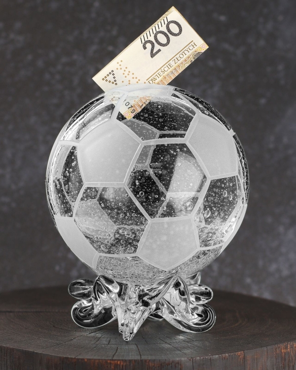 Duża szklana skarbonka KULA "Piłka nożna" V1
