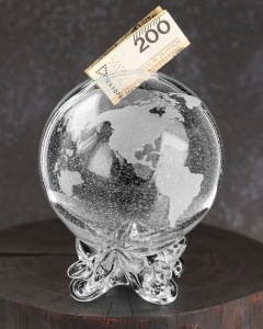 Duża szklana skarbonka KULA "Globus"