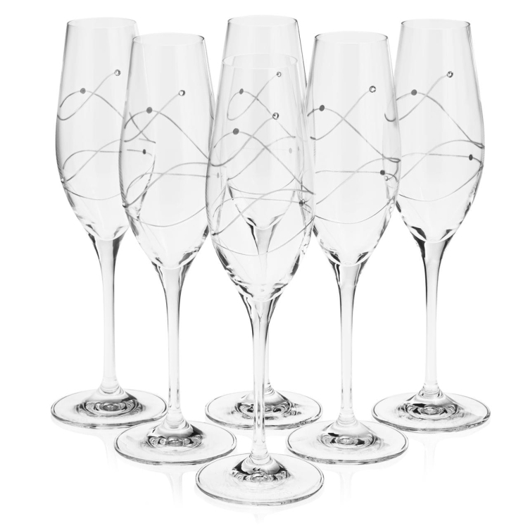 Ekskluzywne kieliszki do szampana 210 ml Szklanka.pl Cristal Shine zdobione kryształkami