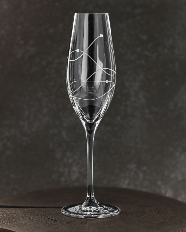 Ekskluzywne kieliszki do szampana 210 ml Szklanka.pl Cristal Shine zdobione kryształkami