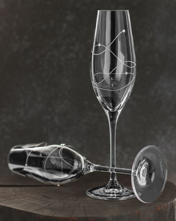 Ekskluzywne kieliszki do szampana 210 ml Szklanka.pl Cristal Shine zdobione kryształkami