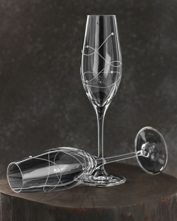 Ekskluzywne kieliszki do szampana 210 ml Szklanka.pl Cristal Shine zdobione kryształkami