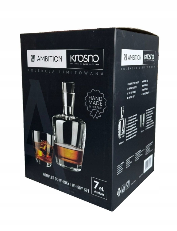 Ekskluzywny zestaw do whisky KROSNO 6+1 Ambition AMBER
