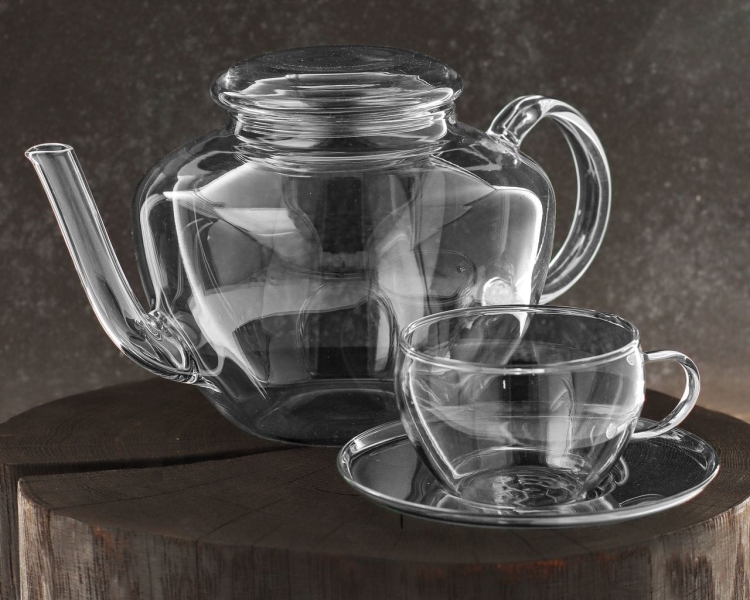 Szklany serwis kawowy 6+1 do herbaty dzbanek SIMAX SATURN filiżanki Cup EVA