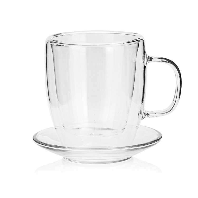 Szklanki kubki termiczne do kawy herbaty AMBITION MIA 250ml 6szt + spodki Glasmark