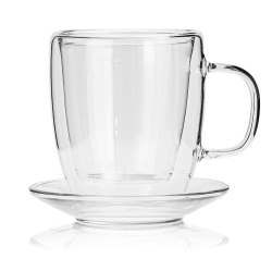 Szklanki kubki termiczne do kawy herbaty AMBITION MIA 250ml 6szt + spodki Glasmark