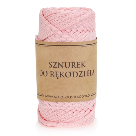 Przejdź do produktu Sznurek POLIESTROWY Płaski do rękodzieła makramy PASTELOWY RÓŻ 5mm 50m