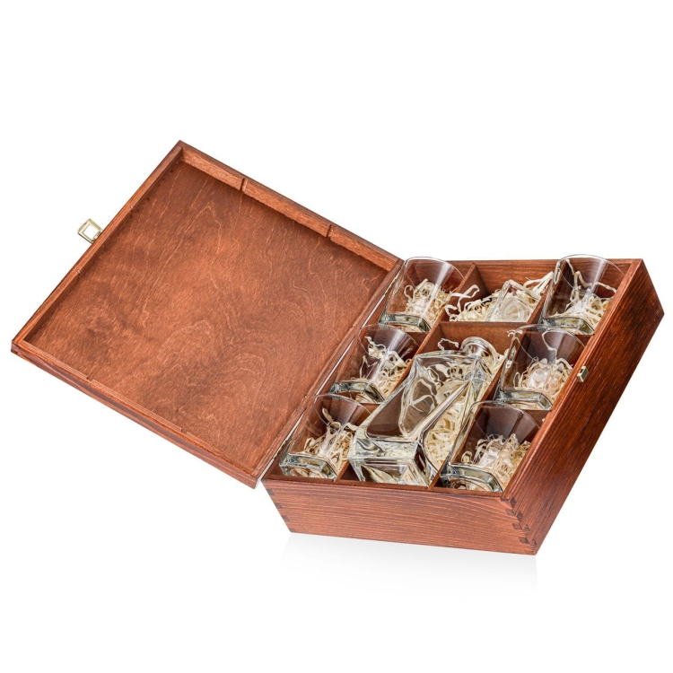 Zestaw do whisky karafka i szklanki 6+1 Edwanex + TG w skrzynce z GRAWEREM