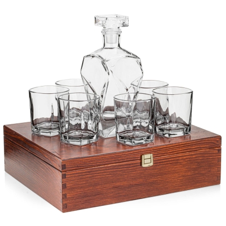 Przejdź do produktu Zestaw do whisky karafka i szklanki 6+1 Edwanex + TG w skrzynce z GRAWEREM