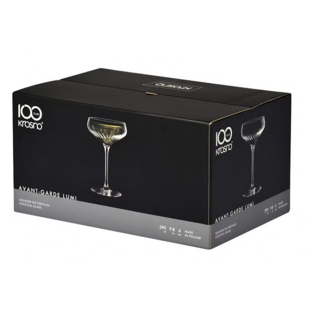 Kieliszki ryflowane / karbowane z OPTYKIEM KROSNO Avant-Garde LUMI do koktajli 290 ml | 6 sztuk