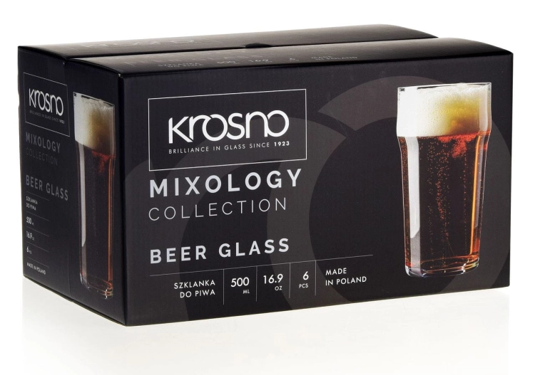 KROSNO Mixology szklanki typu "Nonic" do piwa 500ml - białe opakowanie