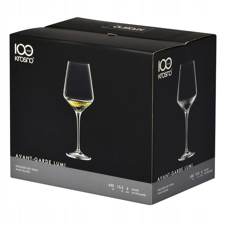 Kieliszki ryflowane / karbowane z OPTYKIEM KROSNO Avant-Garde LUMI do wina białego 450 ml | 6 sztuk
