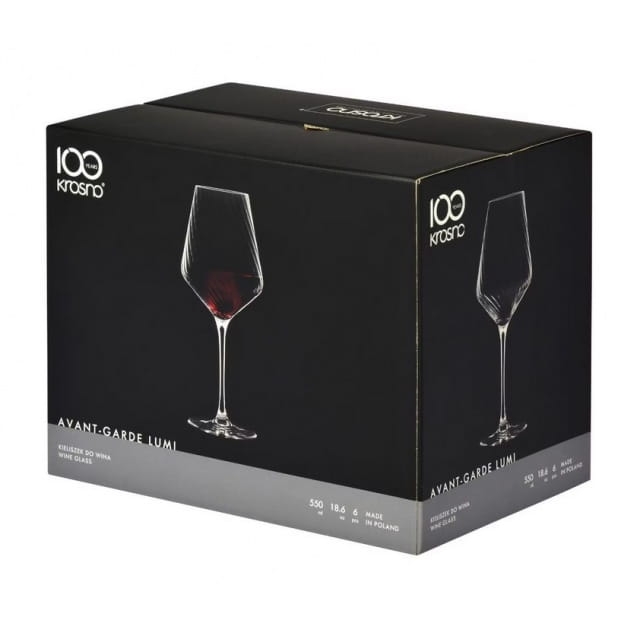 Kieliszki ryflowane / karbowane z OPTYKIEM KROSNO Avant-Garde LUMI do wina czerwonego 550 ml | 6 sztuk