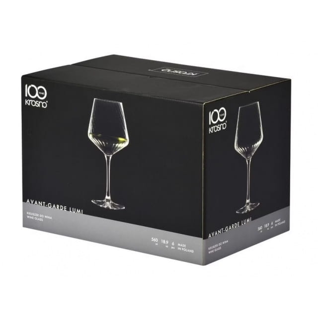 Kieliszki ryflowane / karbowane z OPTYKIEM KROSNO Avant-Garde LUMI do wina białego Chardonnay 560 ml | 6 sztuk