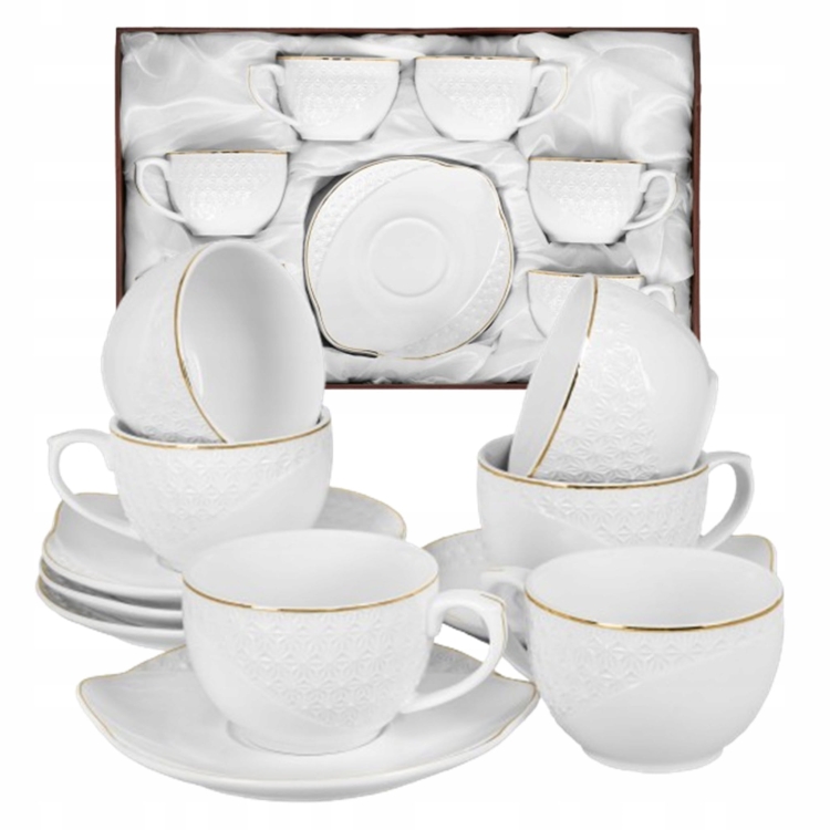 Bianco BO-2707 Komplet filiżanek do kawy herbaty porcelana 190ml + spodki