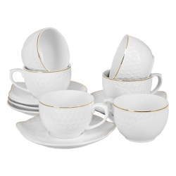 Bianco BO-2707 Komplet filiżanek do kawy herbaty porcelana 190ml + spodki