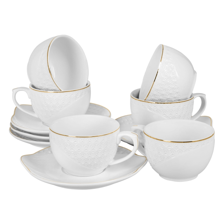 Bianco BO-2707 Komplet filiżanek do kawy herbaty porcelana 190ml + spodki