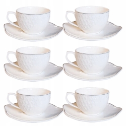 Bianco BO-2707 Komplet filiżanek do kawy herbaty porcelana 190ml + spodki