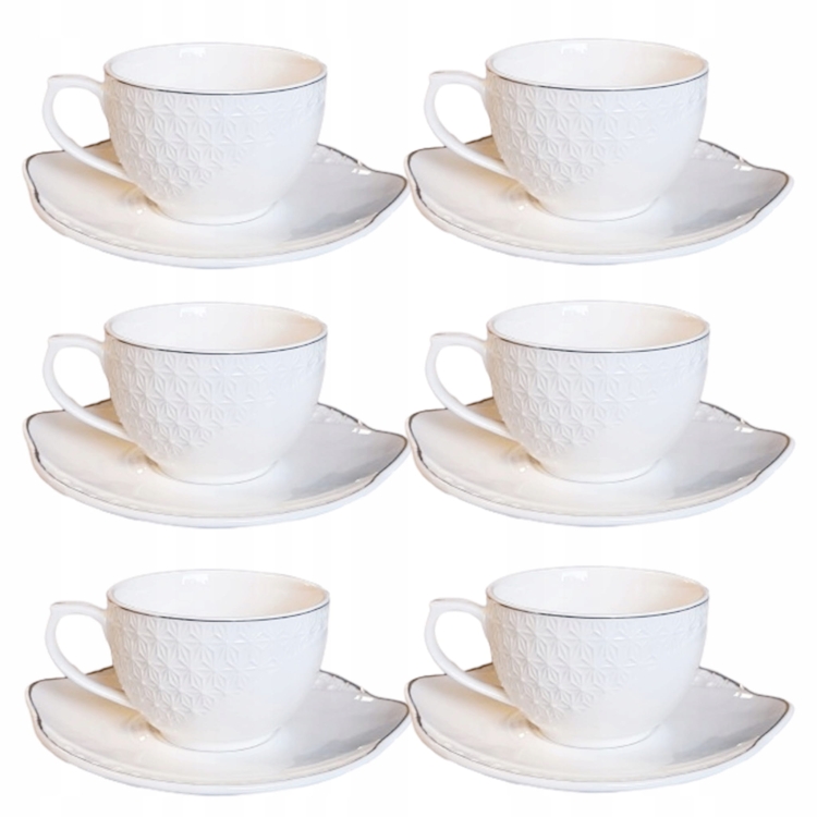 Bianco BO-2707 Komplet filiżanek do kawy herbaty porcelana 190ml + spodki