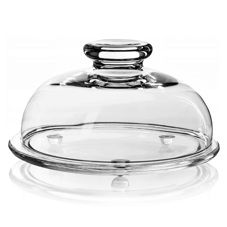 Szklany talerz patera z kloszem na tort ciasto Edwanex 24,5cm