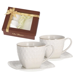 Bianco BO-2295 Komplet filiżanek do kawy herbaty porcelana 240ml + spodki