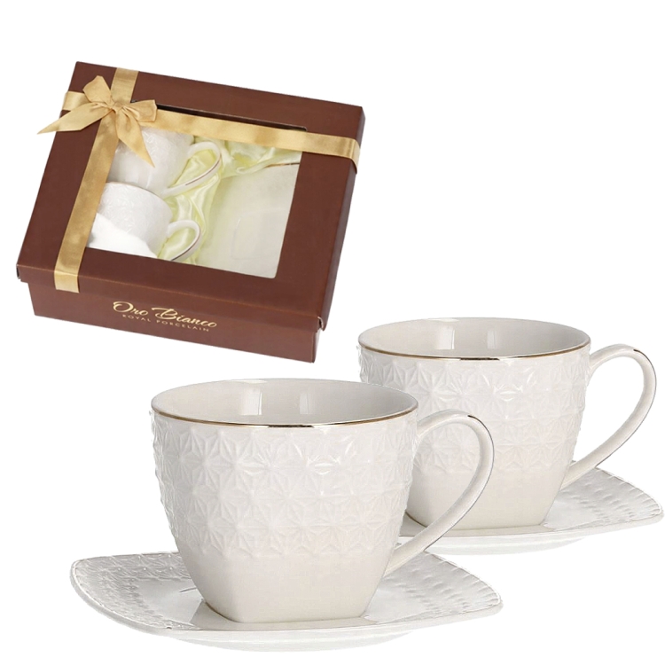 Bianco BO-2295 Komplet filiżanek do kawy herbaty porcelana 240ml + spodki