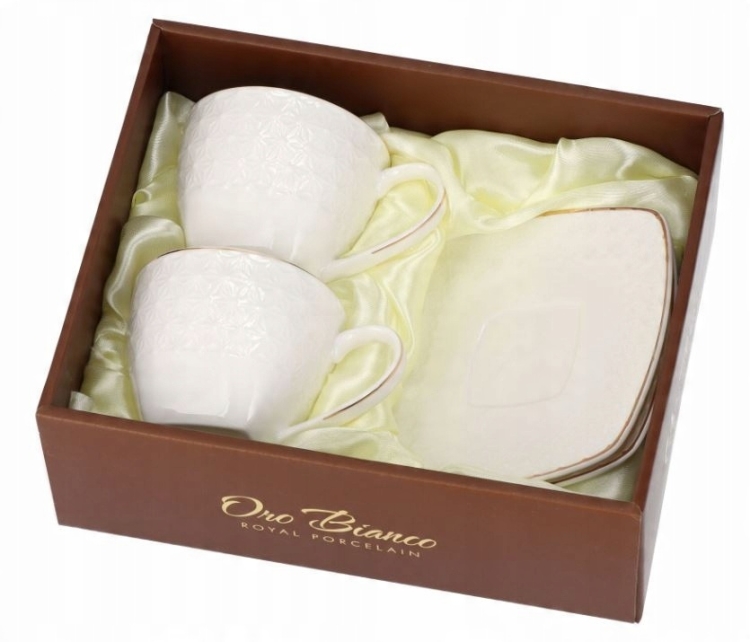 Bianco BO-2295 Komplet filiżanek do kawy herbaty porcelana 240ml + spodki