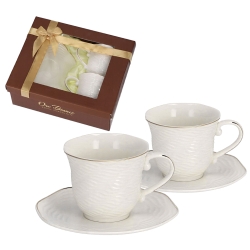Bianco BO-2318 Komplet filiżanek do kawy herbaty porcelana 240ml + spodki