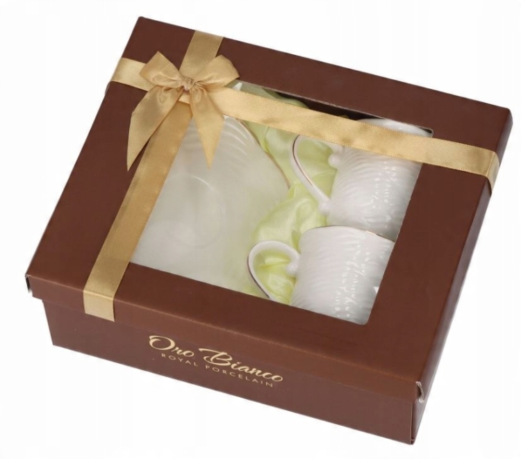 Bianco BO-2318 Komplet filiżanek do kawy herbaty porcelana 240ml + spodki