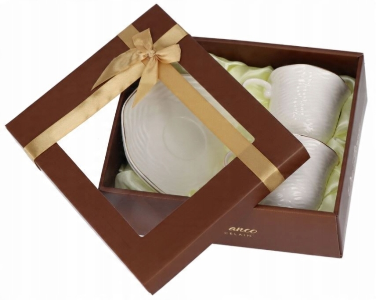 Bianco BO-2318 Komplet filiżanek do kawy herbaty porcelana 240ml + spodki