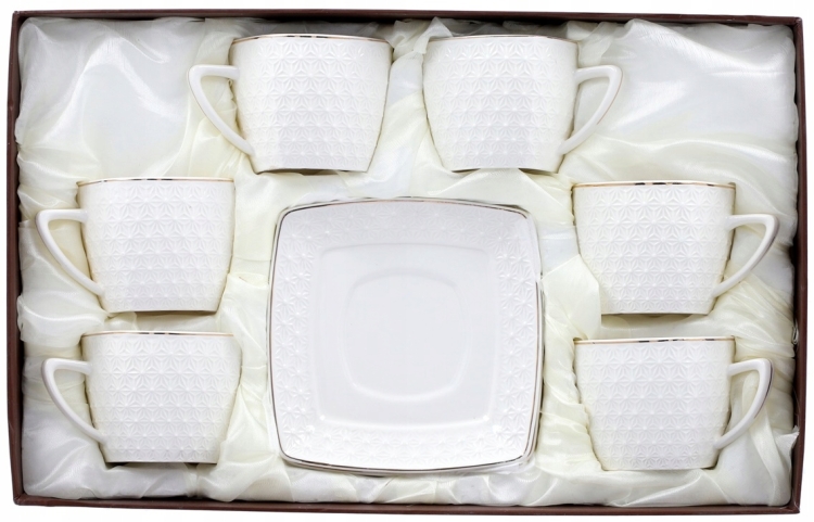 Bianco BO-2301 Komplet filiżanek do kawy herbaty porcelana 200ml + spodki