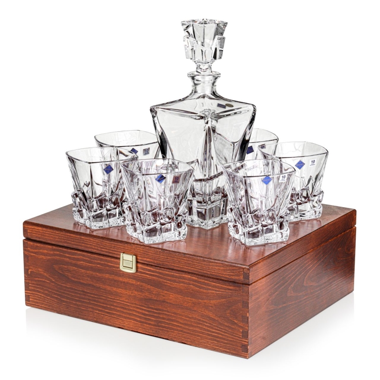 Ekskluzywny zestaw do whisky Bohemia CRACK 6+1 w skrzynce z GRAWEREM