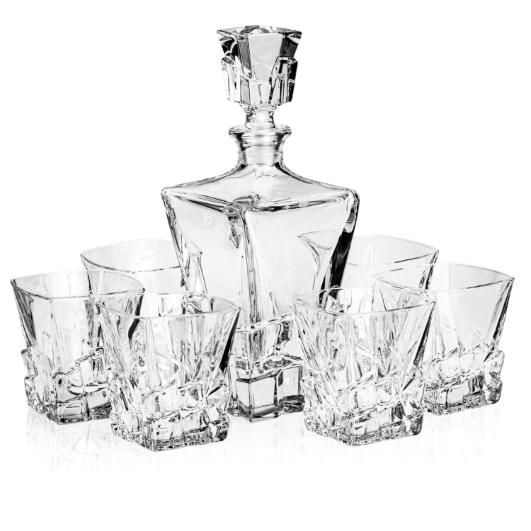 Ekskluzywny zestaw do whisky Bohemia CRACK 6+1 w skrzynce z GRAWEREM