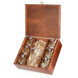 Ekskluzywny komplet do whisky BOHEMIA PRINCESS GOLD 6+1 w skrzynce z GRAWEREM