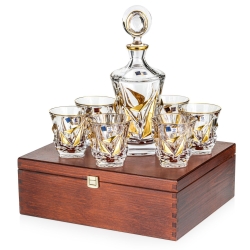 Ekskluzywny komplet do whisky BOHEMIA PRINCESS GOLD 6+1 w skrzynce z GRAWEREM