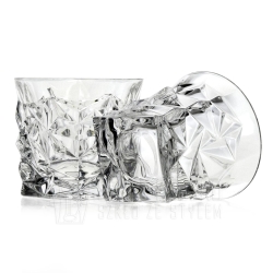 Kryształowe szklanki do whisky Bohemia GLACIER 350ml w skrzynce z GRAWEREM