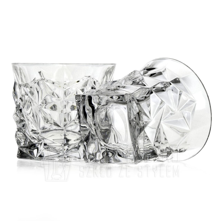 Kryształowe szklanki do whisky Bohemia GLACIER 350ml w skrzynce z GRAWEREM