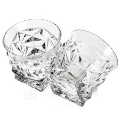 Kryształowe szklanki do whisky Bohemia GLACIER 350ml w skrzynce z GRAWEREM