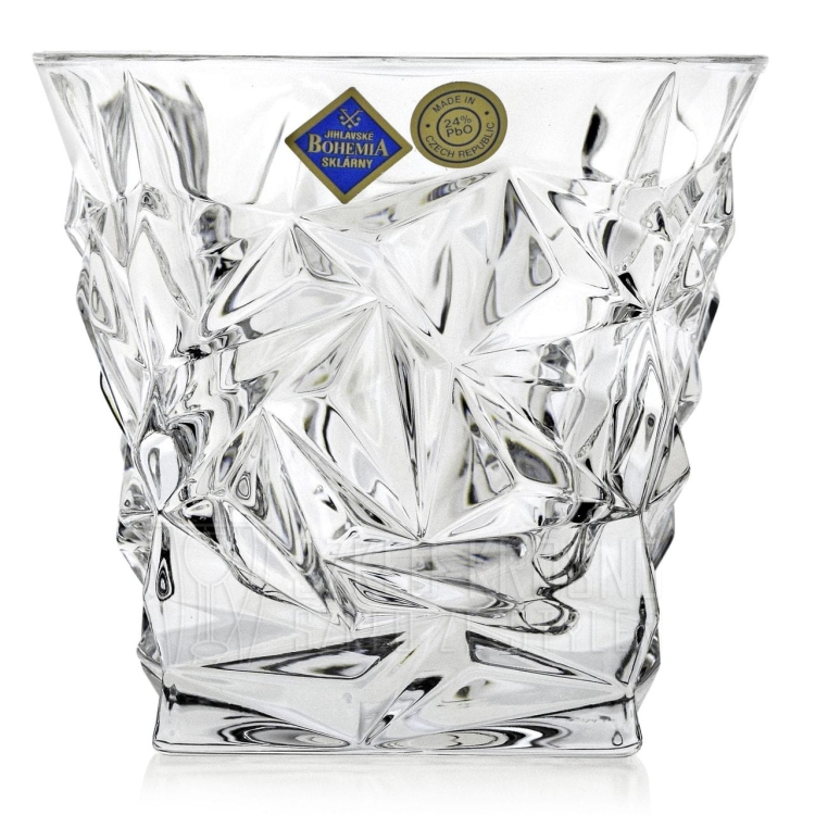Kryształowe szklanki do whisky Bohemia GLACIER 350ml w skrzynce z GRAWEREM