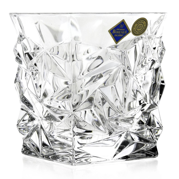 Kryształowe szklanki do whisky Bohemia GLACIER 350ml w skrzynce z GRAWEREM