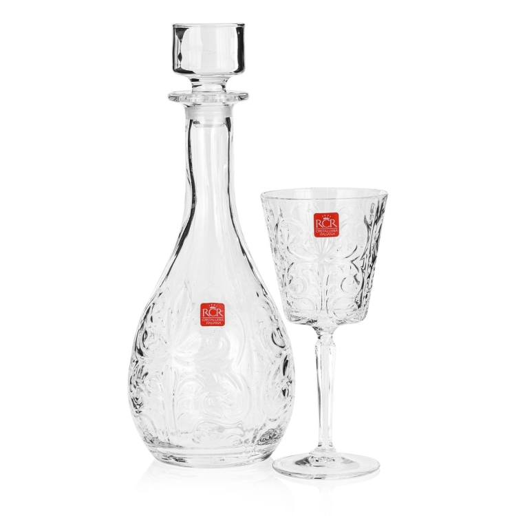 Kryształowy zestaw do wina 6+1 RCR Tattoo karafka + kieliszki